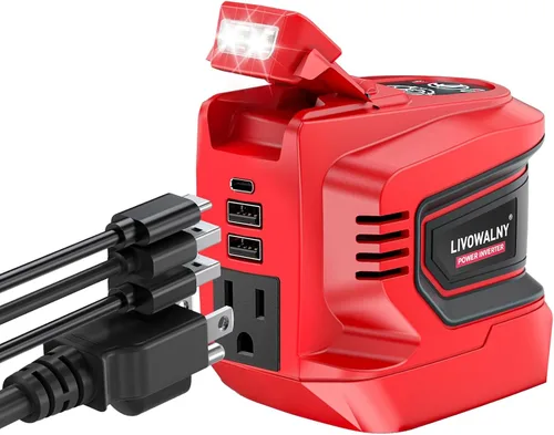 Miniatura 11 de Inversor de potencia real de 200W compatible con Ryobi 18V, inversor de batería DC 18V a AC 110-120V, generador de estación de energía LIVOWALNY