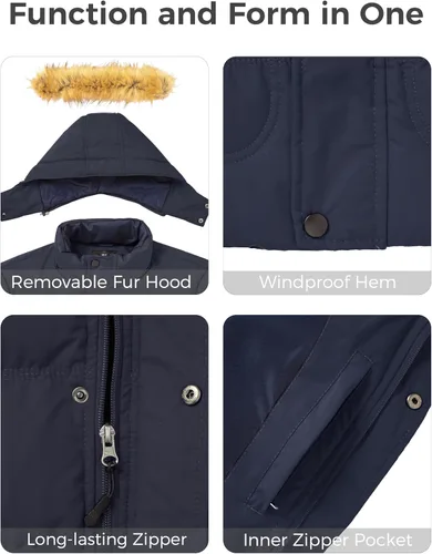 Miniatura 5 de Wantdo - Chaqueta de invierno con capucha y forro interior para hombre