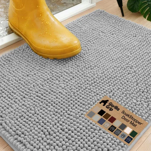 Miniatura 55 de GORILLA GRIP SOAKSTOPPER - Tapete para puerta de perro, 30 x 20 pulgadas, lavable a máquina, absorbente, captura la humedad, barro, suciedad, Negro