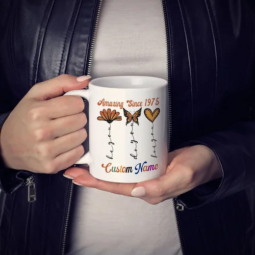Miniatura 3 de Regalo personalizado de cumpleaños 48 para ella, mujeres, mamá, hermana, mejor amiga, abuela, taza de mariposa con nombre personalizado, taza