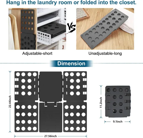 Miniatura 6 de Sealegend V1 - Tabla plegable para ropa para adultos, carpeta de camisas de plástico duradero, carpetas de lavandería rápida, color negro