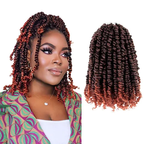 Miniatura 51 de Pelo Passion Twist de 8 pulgadas, trenzas de ganchillo pretrenzadas, paquetes de 8 paquetes (1B/negro natural)