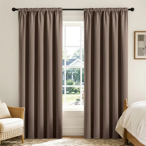 Miniatura 10 de CUCRAF - Cortinas opacas beige de 45 pulgadas, juego de 2 paneles con bolsillo para barra, cortinas para oscurecer dormitorios y sala de estar