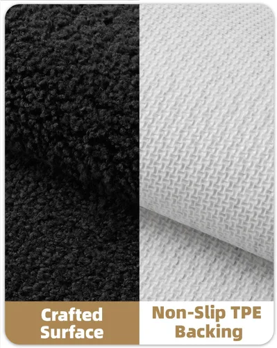 Miniatura 4 de Color&Geometry Tapetes de baño pequeños para baño, antideslizantes, de 16 x 24 pulgadas, color negro, absorbentes, suaves, lavables, alfombra