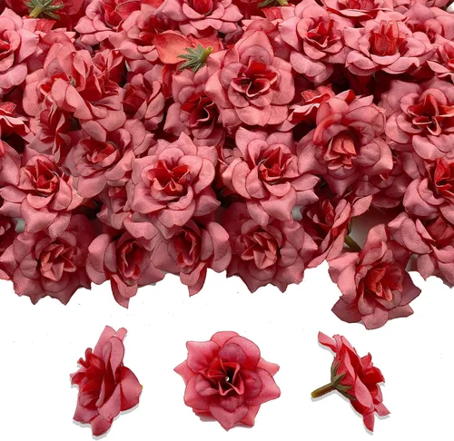Miniatura 15 de 120 unidades de rosas artificiales de seda, cabeza de rosa falsa, cabezas de rosas para el día de San Valentín, bodas, centros de mesa, día