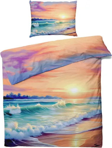 Miniatura 53 de Funda de edredón abstracta tamaño individual Juego de ropa de cama de arte colorido 2 piezas Funda de edredón con patrón de microfibra suave