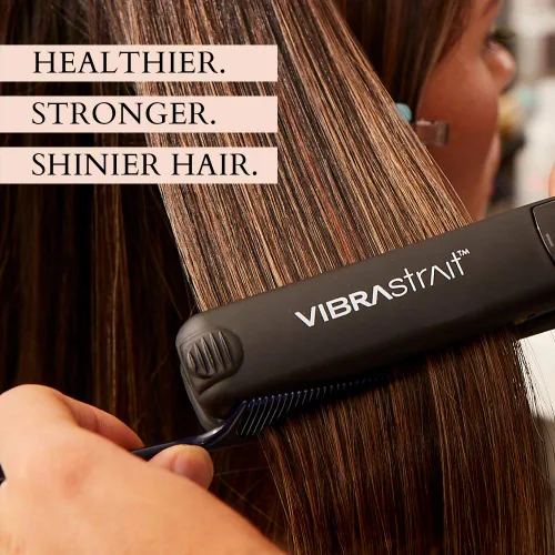 Miniatura 4 de Vibrastrait Essential - Plancha de cerámica vibratoria iónica de turmalina, 1.5 pulgadas, alisadora de pelo de cerámica sin encrespamiento con un