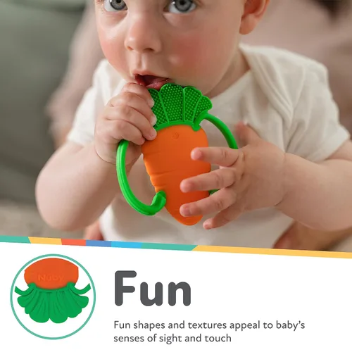 Miniatura 2 de Nuby Veggie - Mordedor para aliviar la dentición, suave juguete de dentición para bebés durante más de 3 meses, zanahoria, relleno de cesta de Pascua
