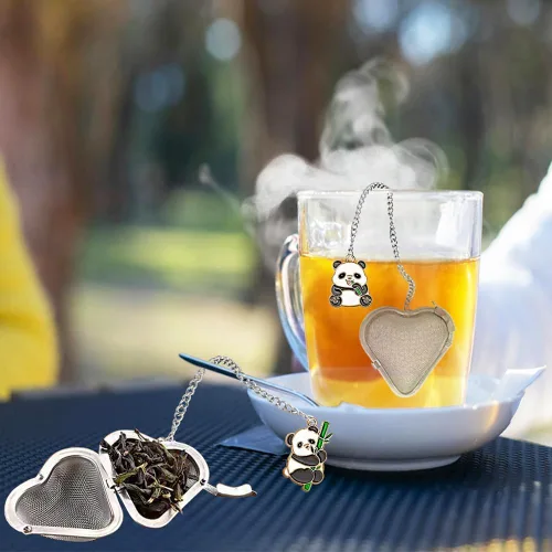 Miniatura 3 de 2 piezas de té de hojas sueltas más empinadas, lindo colador de té, infusor de té en forma de corazón de acero inoxidable, bola de té para regalos
