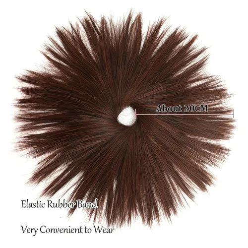 Miniatura 3 de GRFIT Hair Bun Chignon Synthetic Hair Bun Extensions Messy Fluffy Straight Hair Elastic Band Chignon Scrunchy Wrap Updo False Hair Pieces for Women