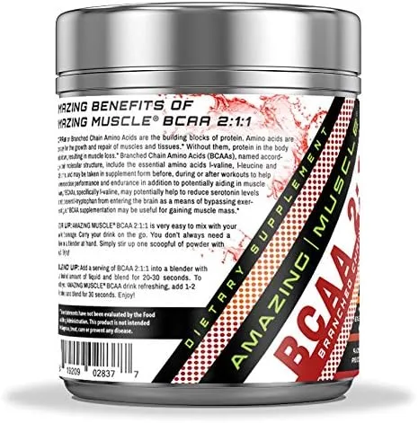 Miniatura 2 de Amazing Muscle BCAA 2:1:1 Suplemento de aminoácidos de cadena ramificada 6,000 mg por porción Sabor a ponche de frutas 30 porciones