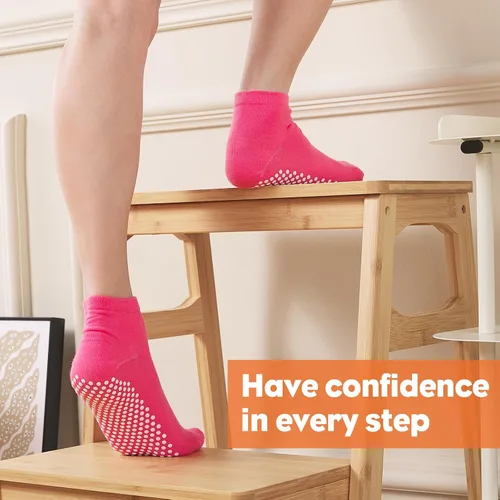 Miniatura 6 de 12 pares de calcetines de agarre de pilato para mujer, calcetines de yoga antideslizantes con agarres, calcetines de hospital, calcetines de tobillo