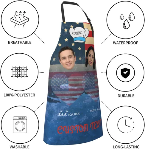 Miniatura 7 de Delantal personalizado para mujeres y hombres, delantal de cocina personalizado con bolsillos, delantales de chef personalizados
