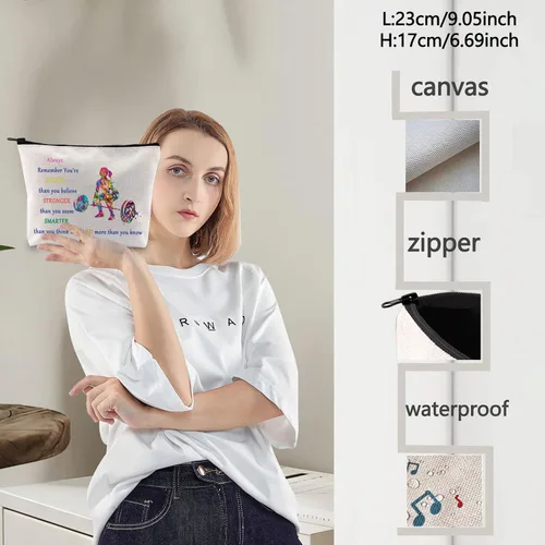 Miniatura 3 de LEVLO Bolsa de maquillaje cosmética para levantamiento de pesas, idea de regalos para levantador de pesas, eres más fuerte, más inteligente de lo