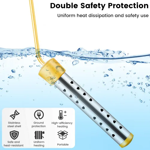Miniatura 3 de Calentador de agua de inmersión de 1500 W, certificado UL, calentador de agua sumergible portátil con control inteligente de temperatura, acero