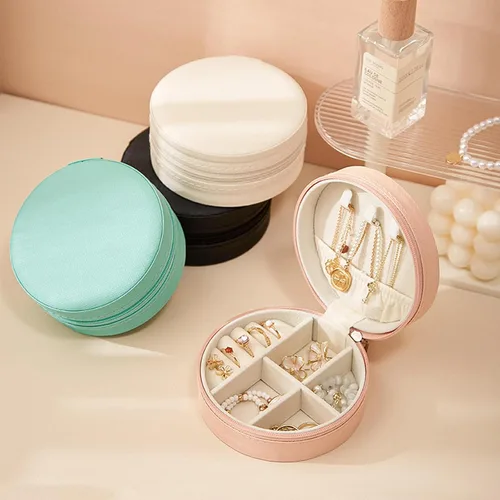 Miniatura 6 de CASEGRACE Joyero de viaje, pequeño joyero para mujer, mini organizador de joyas portátil con cremallera para anillos, aretes, collares, pulseras