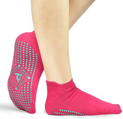 Miniatura 5 de ELUTONG Calcetines antideslizantes para yoga pilates 4 pares de calcetines adhesivos de ballet entrenamiento hospital para mujer