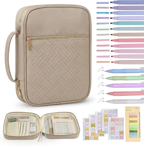 Miniatura 9 de Funda para la Biblia, funda para libro de la Biblia para mujeres y hombres, funda de transporte de lona, protector de libros acolchada de cuero