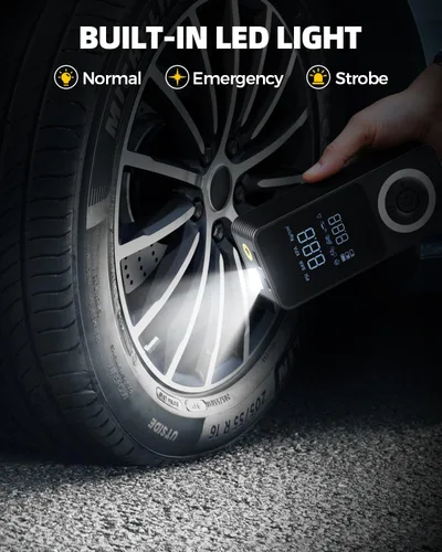 Miniatura 7 de Inflador de neumáticos inalámbrico, compresor de aire portátil, bomba de aire inteligente para neumáticos de automóvil con medidor de presión