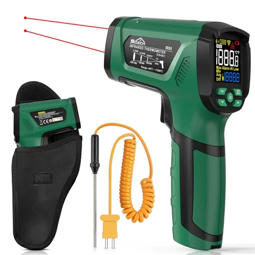 Miniatura 9 de Pistola termómetro infrarroja, pistola de termómetro láser SQECH -58℉~1472℉(-58.0 °F~1,472.0 °F), pistola de temperatura con temperatura ambiente