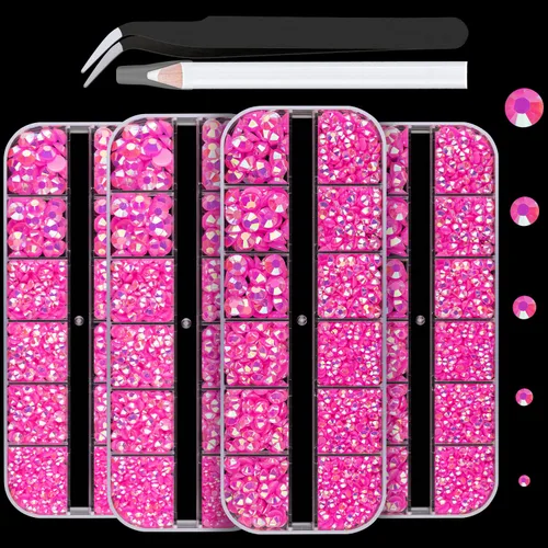 Miniatura 41 de 7000 diamantes de imitación de resina con pinzas para manualidades, diamantes de imitación de gelatina con parte trasera plana de 2/3/4/5/6mm, 4