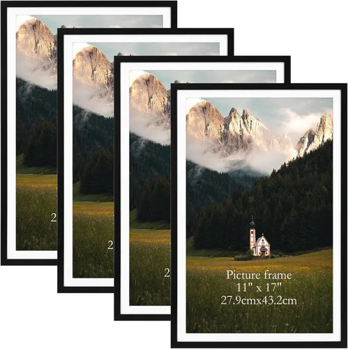 Miniatura 32 de Giftgarden Portarretratos de 11 x 17 pulgadas, paquete de 4 marcos mate de 11 x 17 pulgadas para fotos de 8 x 12 pulgadas con paspartú, póster de 11