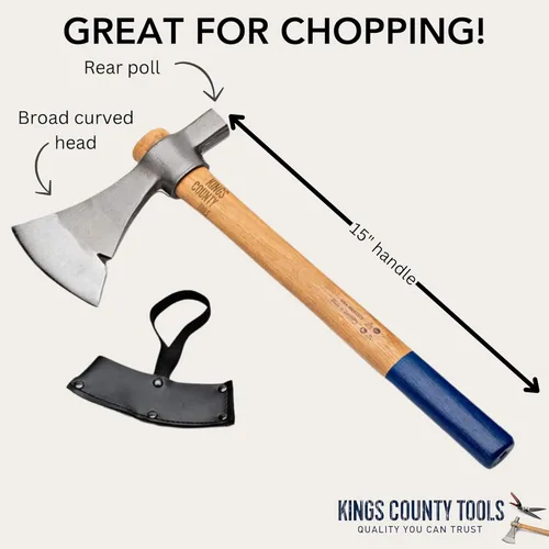 Miniatura 3 de Kings County Tools Herramientas de camping Pickaroon, hacha o hacha Hoja forjada alemana Ligero y fácil de transportar Mango de nogal
