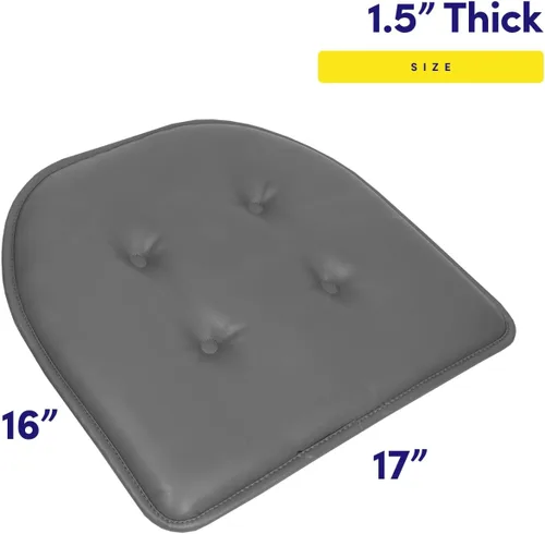 Miniatura 2 de Sweet Home Collection - Cojín de espuma viscoelástica para silla con capitoné, antideslizante, parte trasera de goma, en forma de U, 17 x 16 Piel