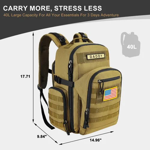 Miniatura 6 de MIRACOL Bolsa de pañales para bebé para papá: poliéster 900D de grado militar con más de 16 bolsillos múltiples para papá activo - 40L XL capacidad