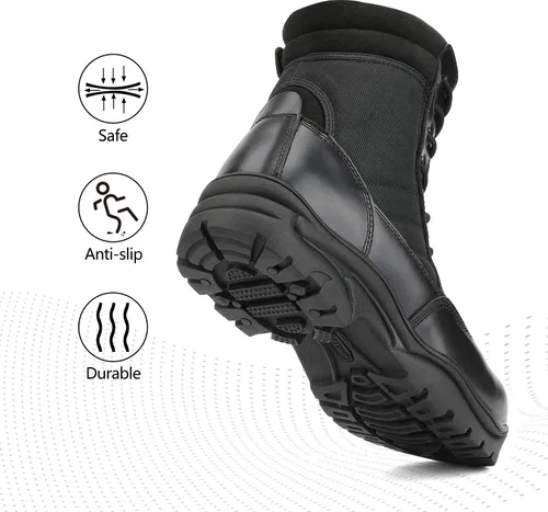 Miniatura 6 de NORTIV 8 Botas de punta de acero para hombres Seguridad Industrial y Construcción Botas de trabajo militar antideslizantes ASTM F2413-18, TROOPER-STL
