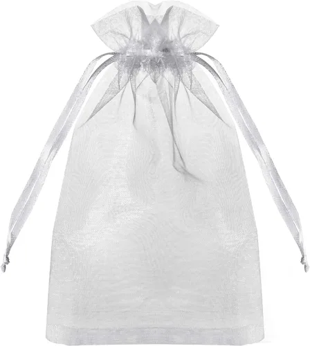 HongyiTime - 100 bolsas de organza transparentes de alta calidad, color blanco, bolsas de regalo para bodas con cordón, de 4 x 6 pulgadas, bolsas de
