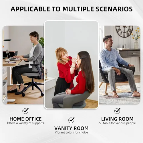 Miniatura 7 de Westice Silla de escritorio de terciopelo, cómoda silla dorada para oficina en casa con respaldo alto tejido a mano, silla giratoria de altura Negro