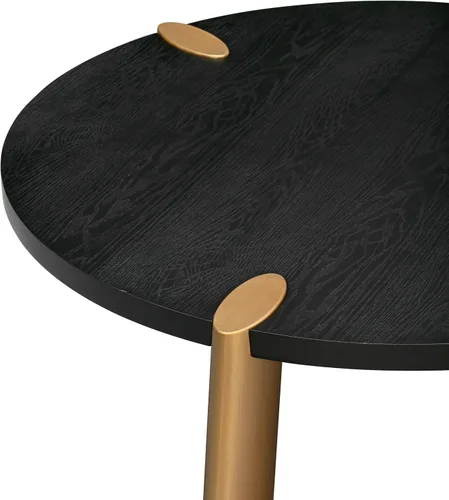 Miniatura 4 de NTC Mesa de centro redonda de madera Tribase Boho de 40 pulgadas para sala de estar y comedor, impermeable y resistente al calor, negro quemado