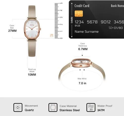 Miniatura 6 de FIYTA Reloj de cuarzo para mujer, 3ATM, reloj ovalado, elegante regalo para mujer, 0.827 in