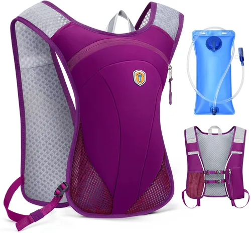 Miniatura 9 de Mochila de hidratación con bolsa de agua de 2 L, chaleco ligero y transpirable para correr, correas ajustables para el pecho, paquete de agua