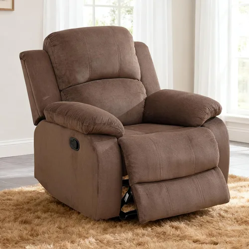 Miniatura 16 de Juego de sofá modular reclinable manual para sala de estar, sofá reclinable en forma de L, seccional de cuero con portavasos/almacenamiento