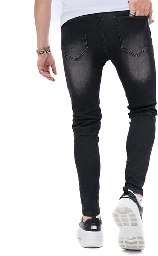 Miniatura 5 de Jeans elásticos ajustados para hombre, jeans ajustados rasgados para hombre, desgastados de pierna recta, pantalones cómodos para hombre