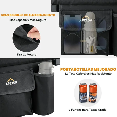 Miniatura 6 de APEXUP Asientos de estadio con soporte trasero, asiento portátil para gradas con bolsillo grande y soporte para tazas, silla ancha para estadio