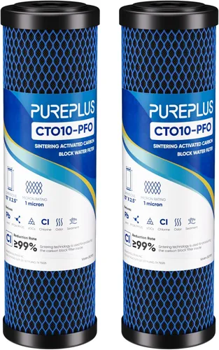 Miniatura 13 de Cartucho de filtro de agua de carbono CTO de 1 micrón, 2.5 x 10 pulgadas, repuesto para sistema de filtro de agua debajo del fregadero, Dupont