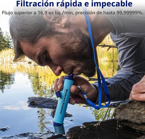 Miniatura 4 de Membrane Solutions Filtro de agua de paja S1, certificado NSF/ANSI 42 y 372 y 401, equipo portátil de filtración de supervivencia, preparación