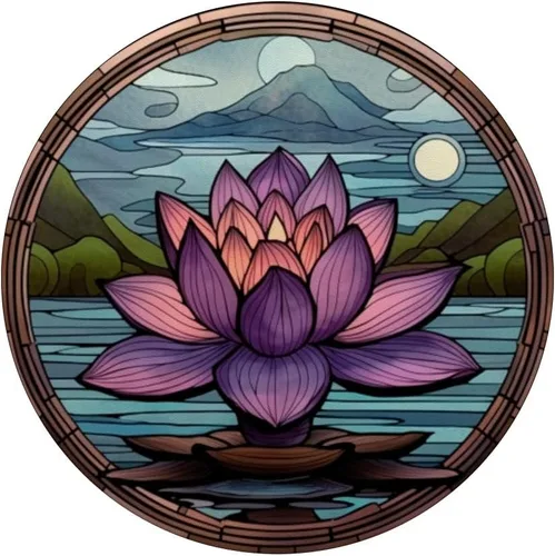 Miniatura 3 de PopSockets PopSockets PopGrip Intercambiable Floral Vitral Púrpura Abstracto Lotus Flower