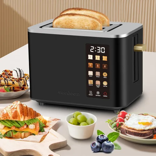 Miniatura 7 de SEEDEEM Tostadora de 2 rebanadas, pantalla de control táctil, tostadora inteligente de acero inoxidable, 6 configuraciones de tostado, selección