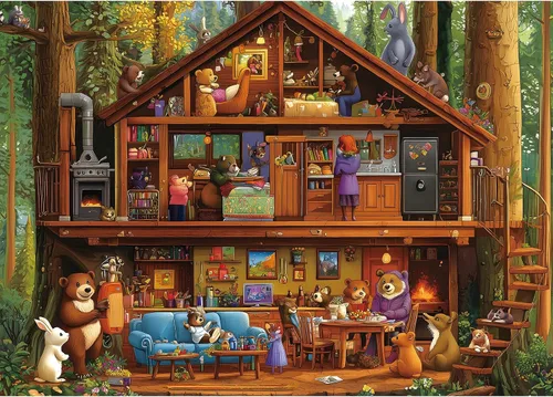 Miniatura 10 de Rompecabezas para adultos de 1000 piezas, rompecabezas de casa victoriana al atardecer para decoración familiar, juego de fiesta, tamaño terminado