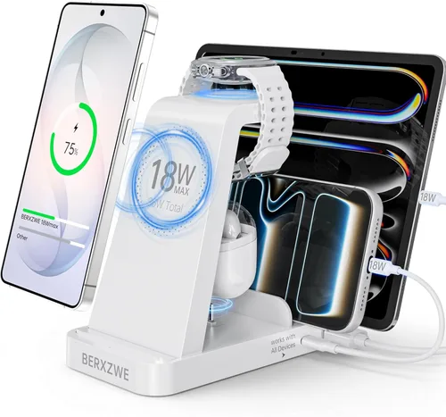 Miniatura 10 de Cargador inalámbrico para Samsung, estación de carga rápida 5 en 1 para Samsung Galaxy Watch 8 7 6 5 4 Galaxy Buds, soporte de carga para S26 Ultra