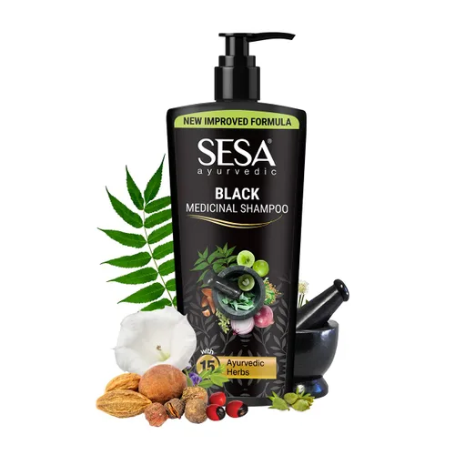 Miniatura 9 de Sesa Champú medicinal ayurvédico, Bhringraj y 16 hierbas raras, todo tipo de cabello, 6.8 fl oz, paquete de 1, sin parabenos