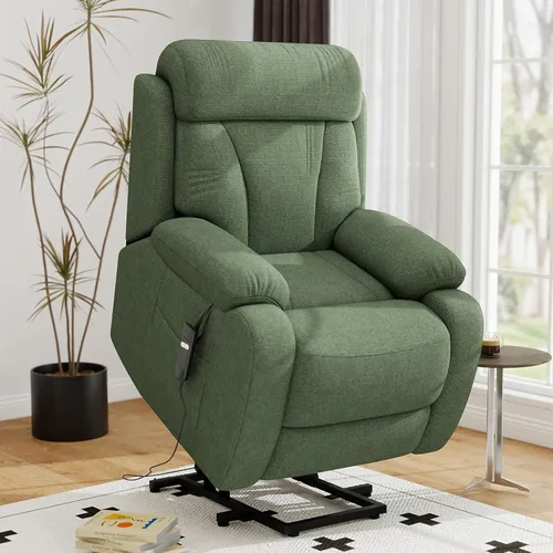 Miniatura 14 de cinkehome Sillón reclinable grande para ancianos, silla reclinable con reposapiés extendido, control remoto, portavasos, bolsillo lateral, forro
