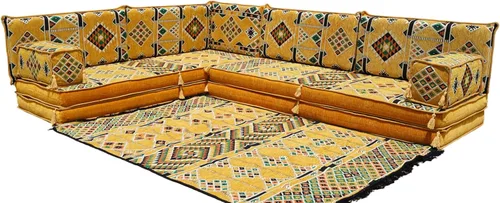 Miniatura 23 de arabicsofa Juego de sofás árabes tradicionales en forma de L - Sofás seccionales marroquíes - Asientos Majlis orientales para sala de estar