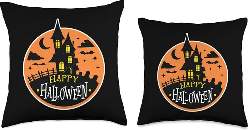 Miniatura 3 de Smarty Pants Designs Happy Halloween Haunted House - Almohada de 16.0 x 16.0 in, multicolor