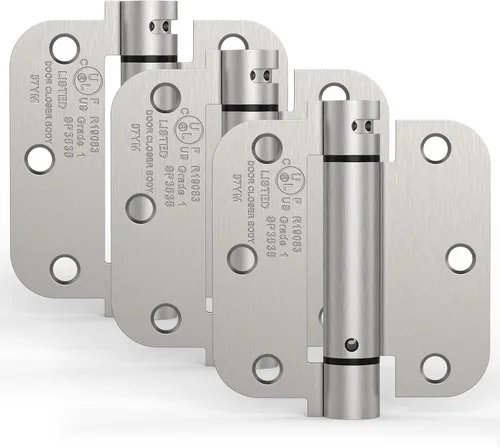 Miniatura 18 de Paquete de 1 bisagra de puerta de cierre automático, bisagra de puerta con resorte de 3.5 pulgadas, tensión ajustable con esquinas de radio de 5/8
