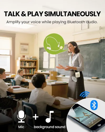 Miniatura 2 de Avantree VoxAmp Lite - Amplificador de voz inalámbrico para profesores y aulas, hablar mientras reproducen audio Bluetooth, altavoz de 15 W